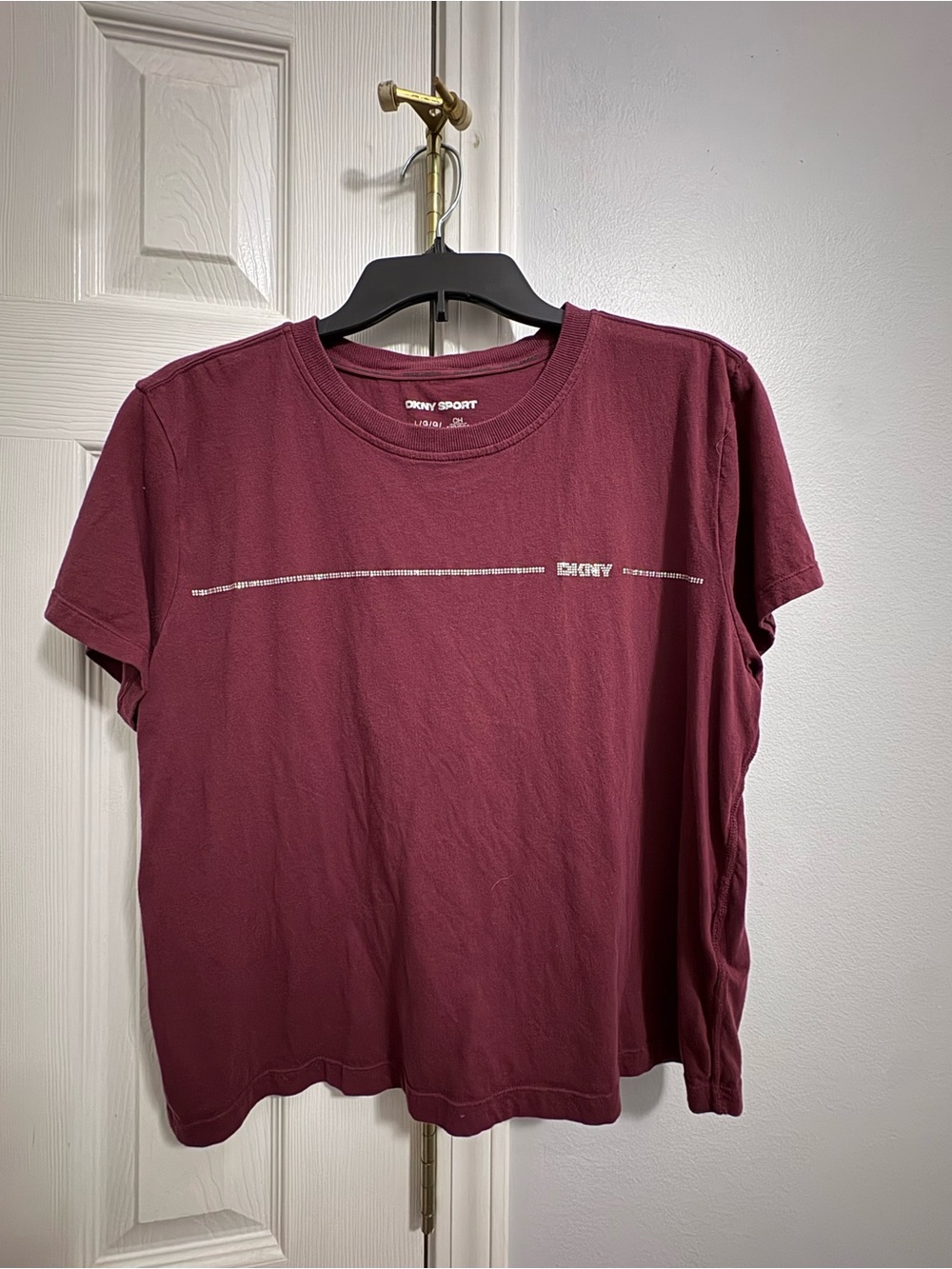 Women’s DKNY Short Sleeve Crew Tee in Burgundy